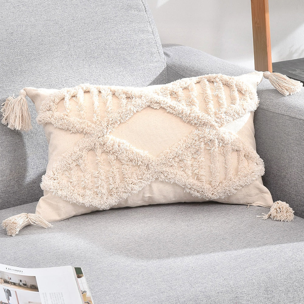 Boho Throw Pillow Case Nordic Decorative Tufted Cushion Cover Tassel Macrame Luxury Pillow Cover for Bed Sofa Couch Home Decor