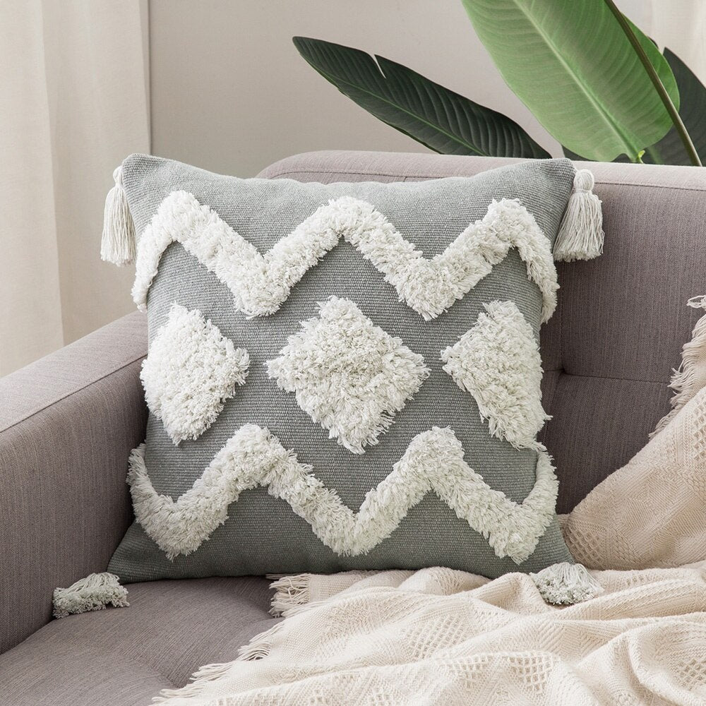 Boho Throw Pillow Case Nordic Decorative Tufted Cushion Cover Tassel Macrame Luxury Pillow Cover for Bed Sofa Couch Home Decor