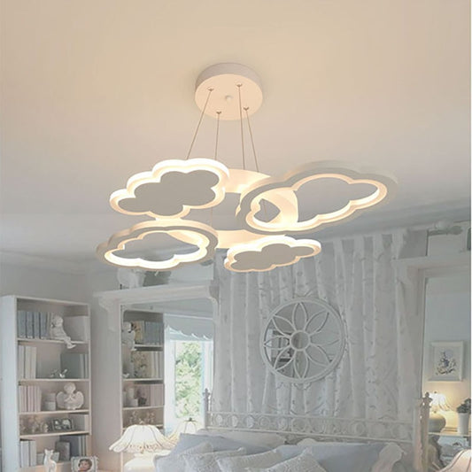 Cloud Chandeliers for Girls Boy Interior Ceiling Decoration LED Modern Creative Baby Real Estate Room Chandelier AC 220V