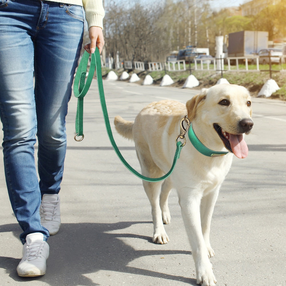 Real Leather Dog Leash 150cm Pet Walking Training Leads Genuine Leather for German Shepherd Golden Retriever Medium Large Dogs