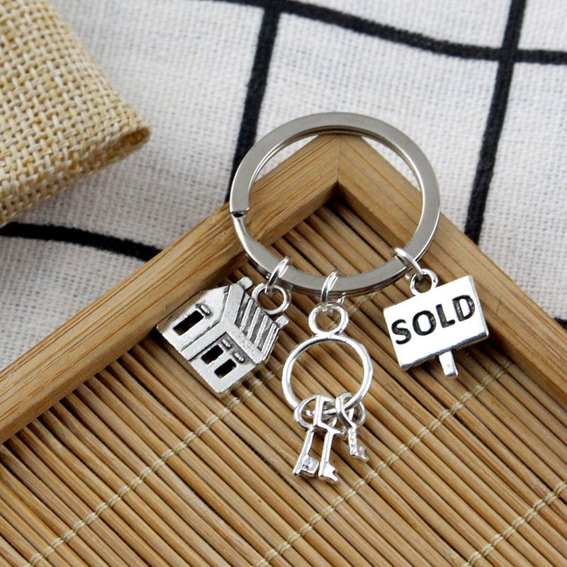 Realtor Keychain, Real Estate Agent Zipper Pull ,Housewarming GIft, Sold House Keychain