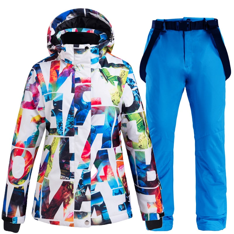 2021 Hot Sale Women Ski Suit Waterproof Pants+Jacket Set Thickened Warm Snowboard Jacket Fashion Winter Sports Snow Clothes