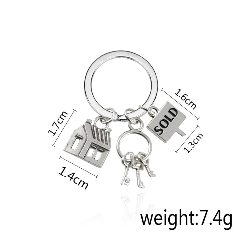Realtor Keychain, Real Estate Agent Zipper Pull ,Housewarming GIft, Sold House Keychain